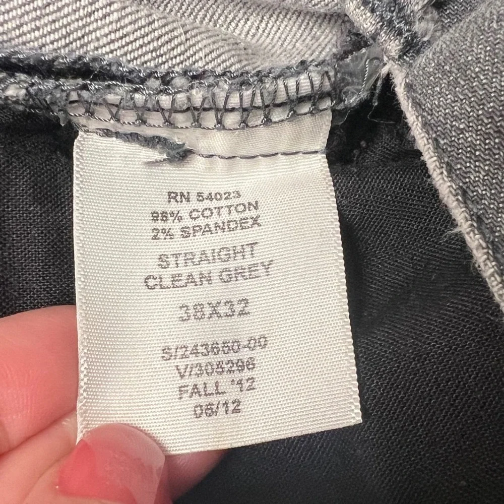 Gap 1969 Straight Leg Jeans Mens 38x32 Grey Denim Fall 2012 Clean Grey Wash‎